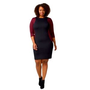 Lane Bryant Colorblock Sheath Dress Womens Wine/Black size 20
